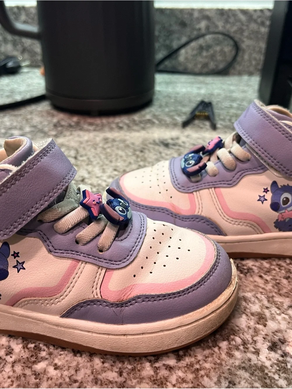 Zara Lilac, Pink and White Lilo & Stitch High-Top Kids Sneakers